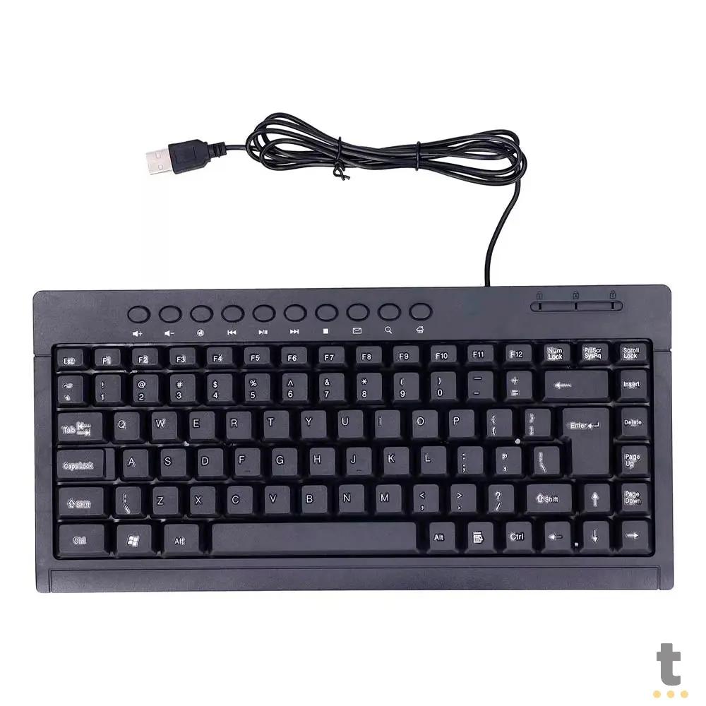 Mini Teclado Multimídia Com fio USB Slim Leon - K-20 Truedata